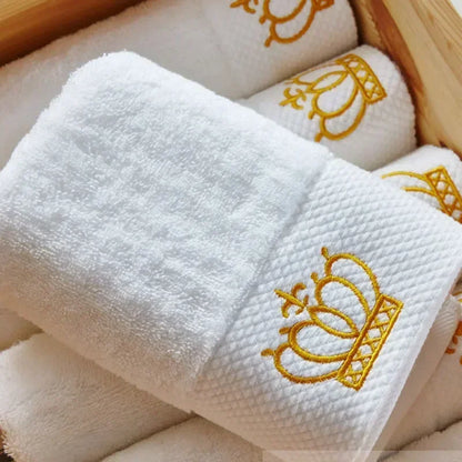 Embroidered Crown White Bath Towel