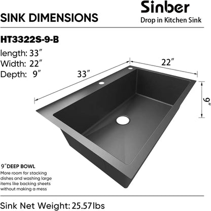 Drop In Single Bowl Kitchen Sink