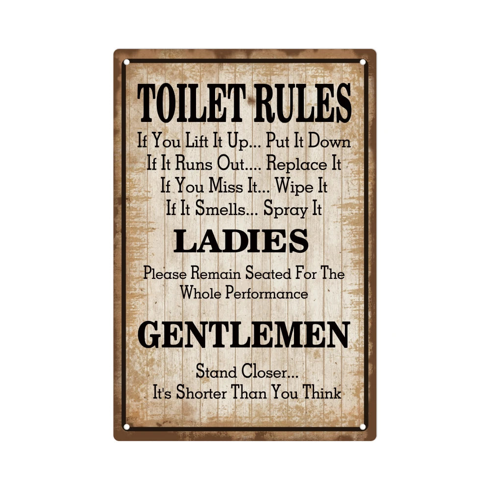 Vintage Toilet Rules Tin Signs