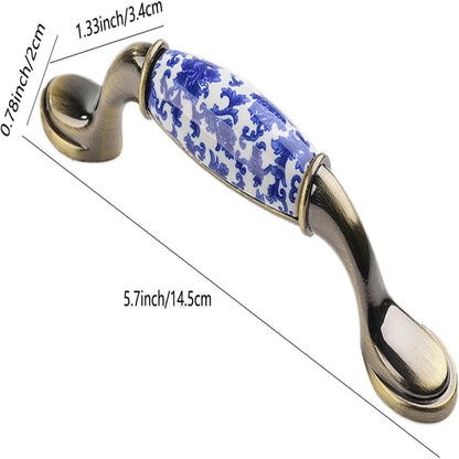 2 Set Blue Floral Cabinet Pull Handles