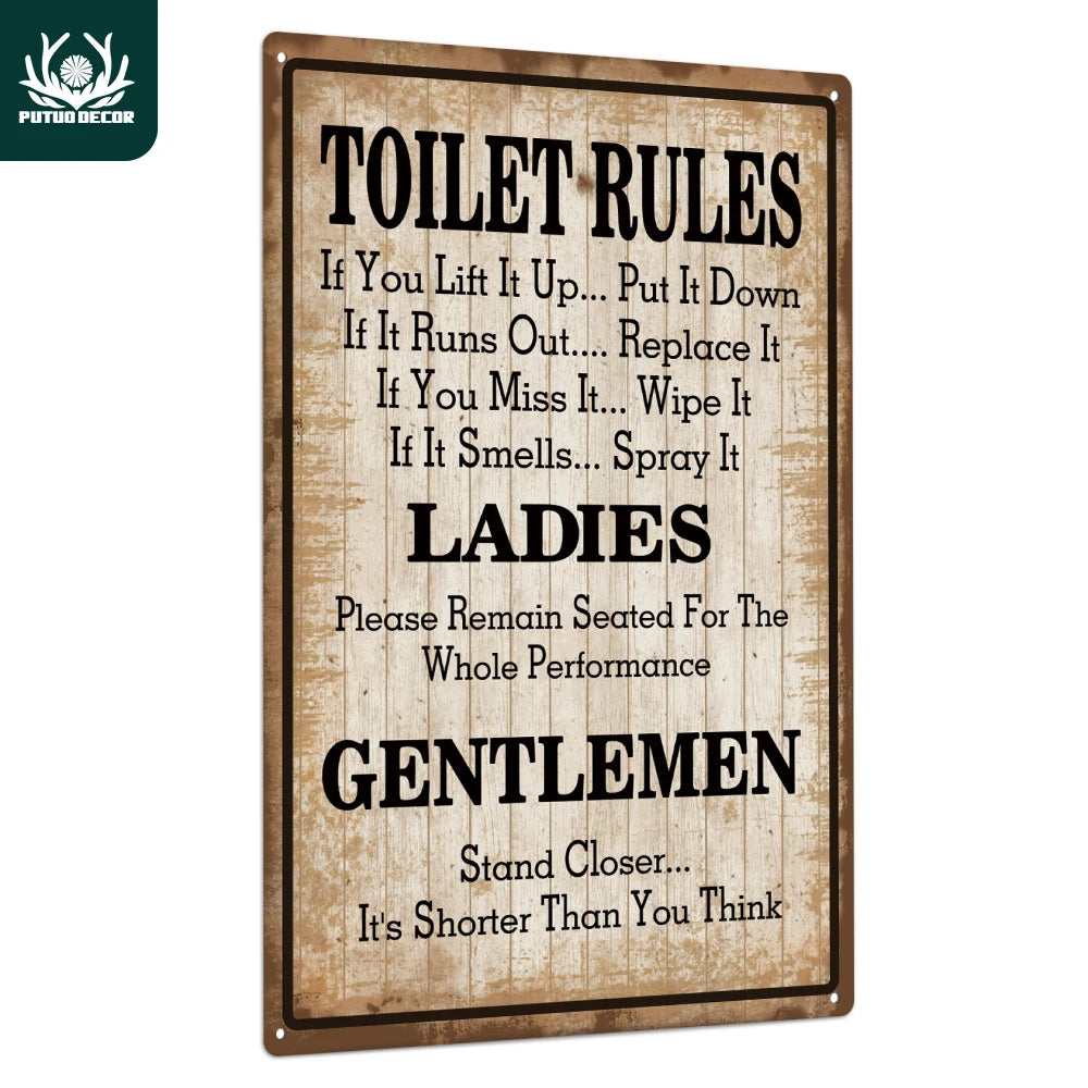 Vintage Toilet Rules Tin Signs