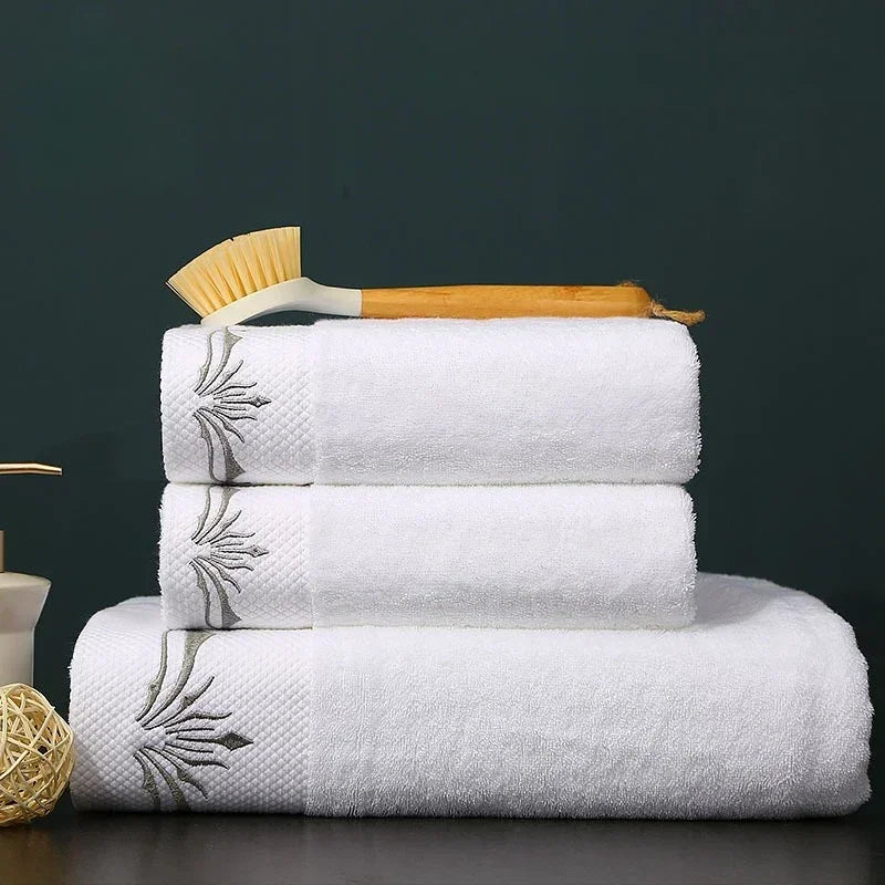 Embroidered Crown White Bath Towel