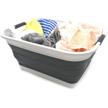 Set of 2 Collapsible Plastic Laundry Baskets