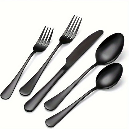 60pcs Black Silverware Set For 12