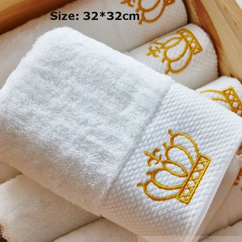 Embroidered Crown White Bath Towel