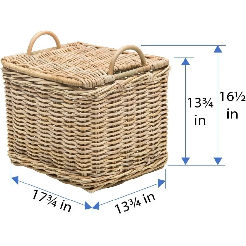 Rattan Rectangular Storage Basket and Table Set