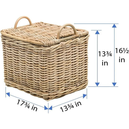 Rattan Rectangular Storage Basket and Table Set