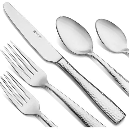 40-Piece Hammered Stainless Steel Silverware Set